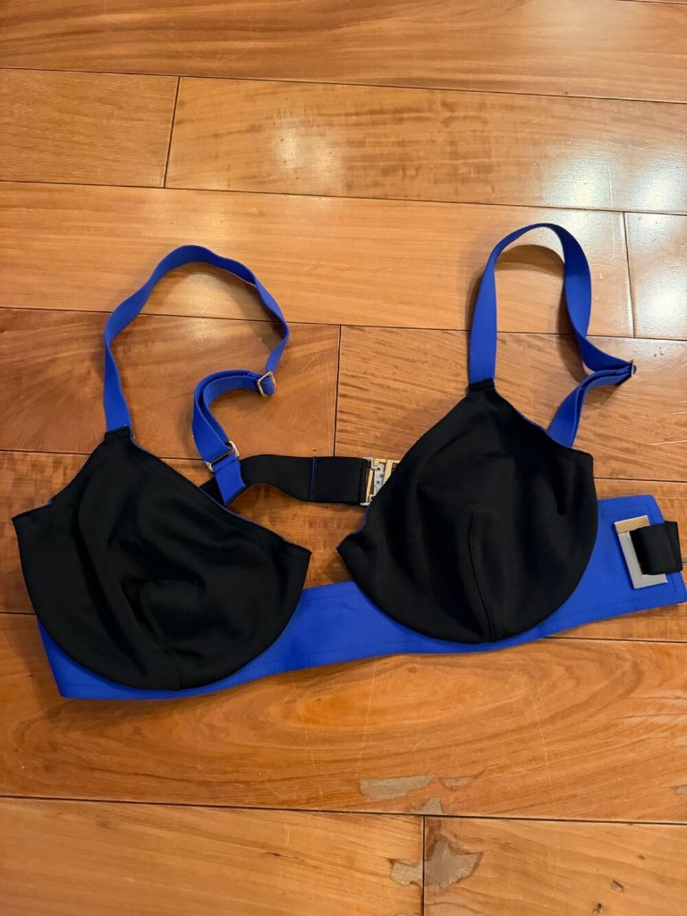 La Perla Black and Blue Bikini Top